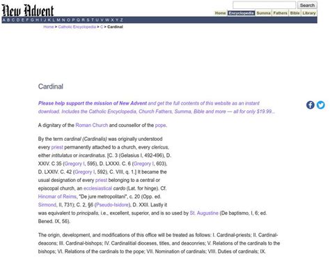 CATHOLIC ENCYCLOPEDIA: Cardinal .